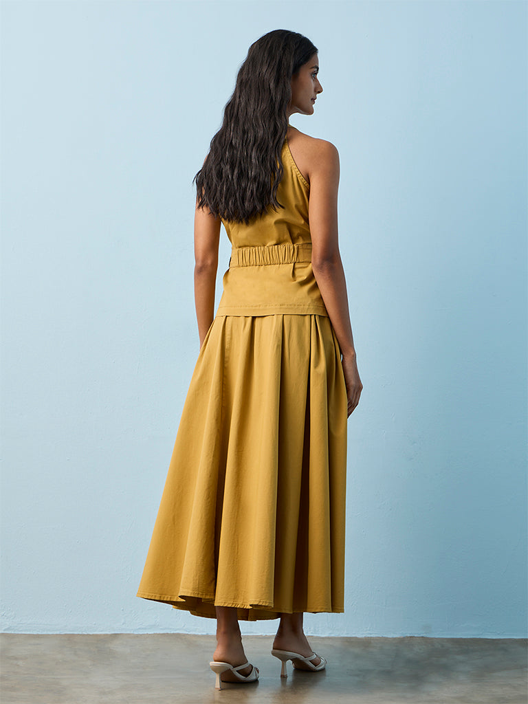 LOV Khaki High-Rise Cotton-Blend Skirt