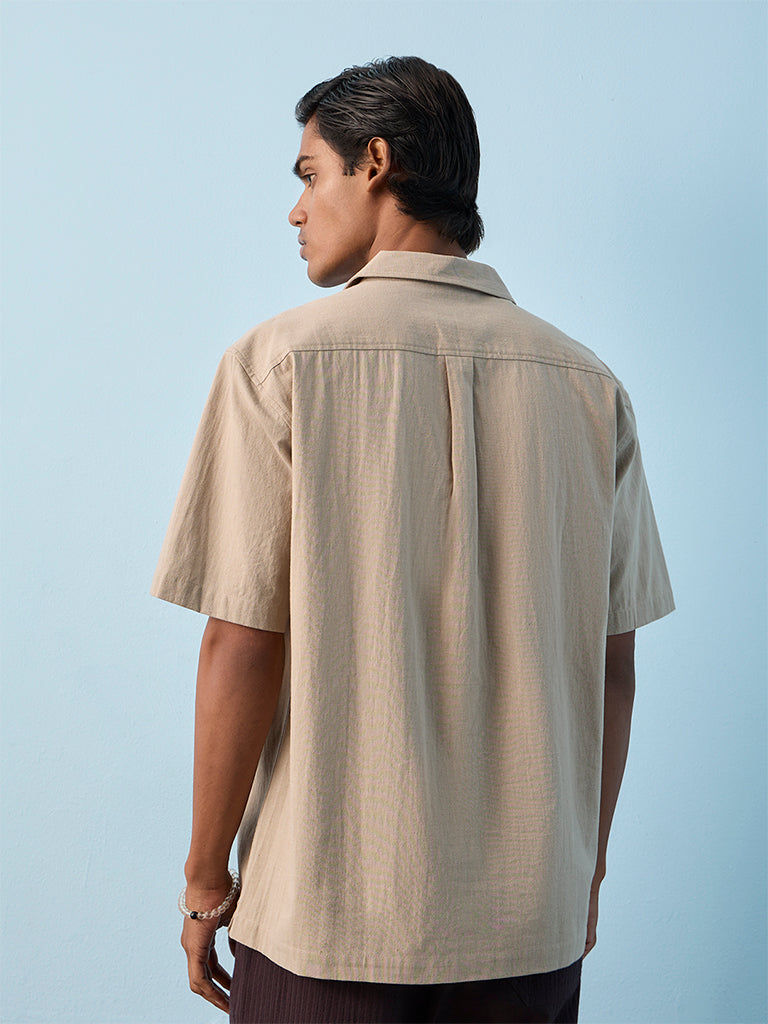 ETA Light Sage Embroidered Relaxed-Fit Cotton-Blend Shirt