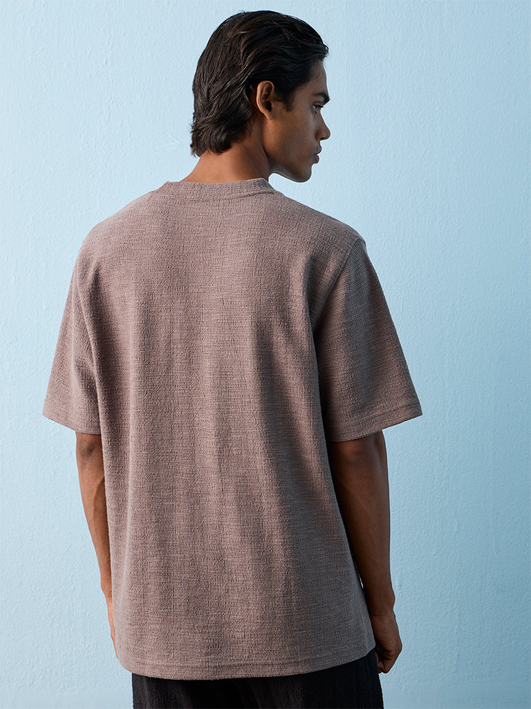 ETA Charcoal Textured Relaxed-Fit Cotton-Blend T-Shirt
