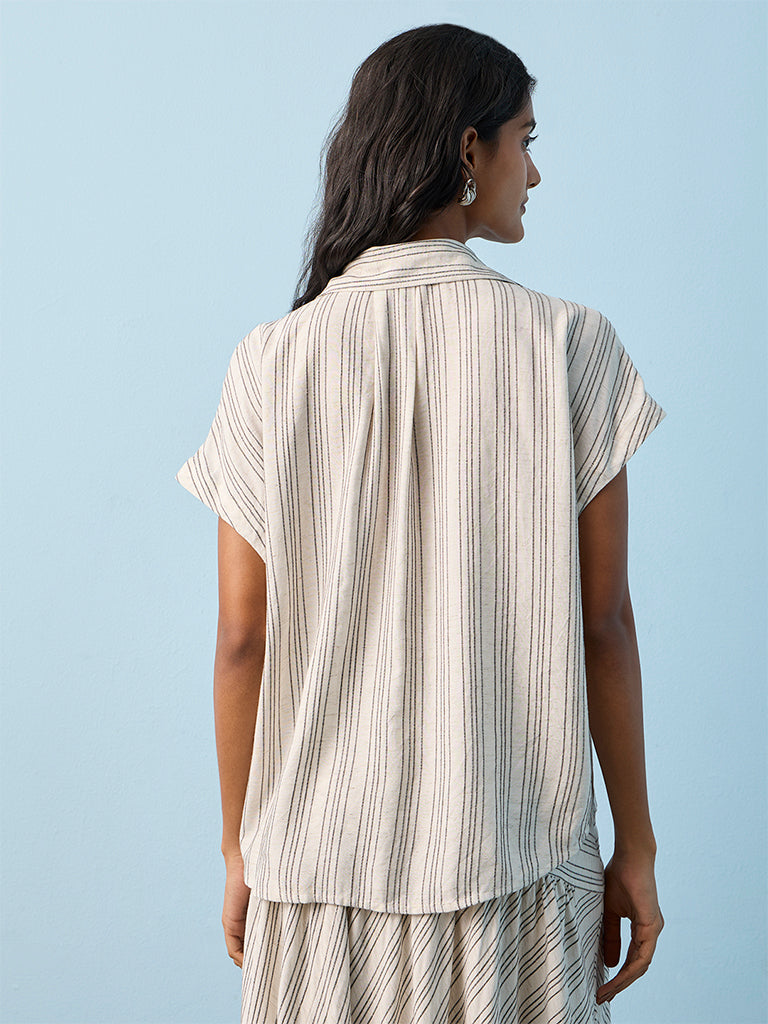 LOV Off-White Striped Blouse