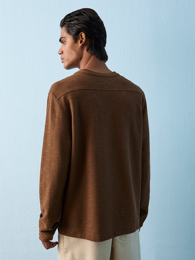 ETA Dark Brown Relaxed-Fit Cotton-Blend T-Shirt