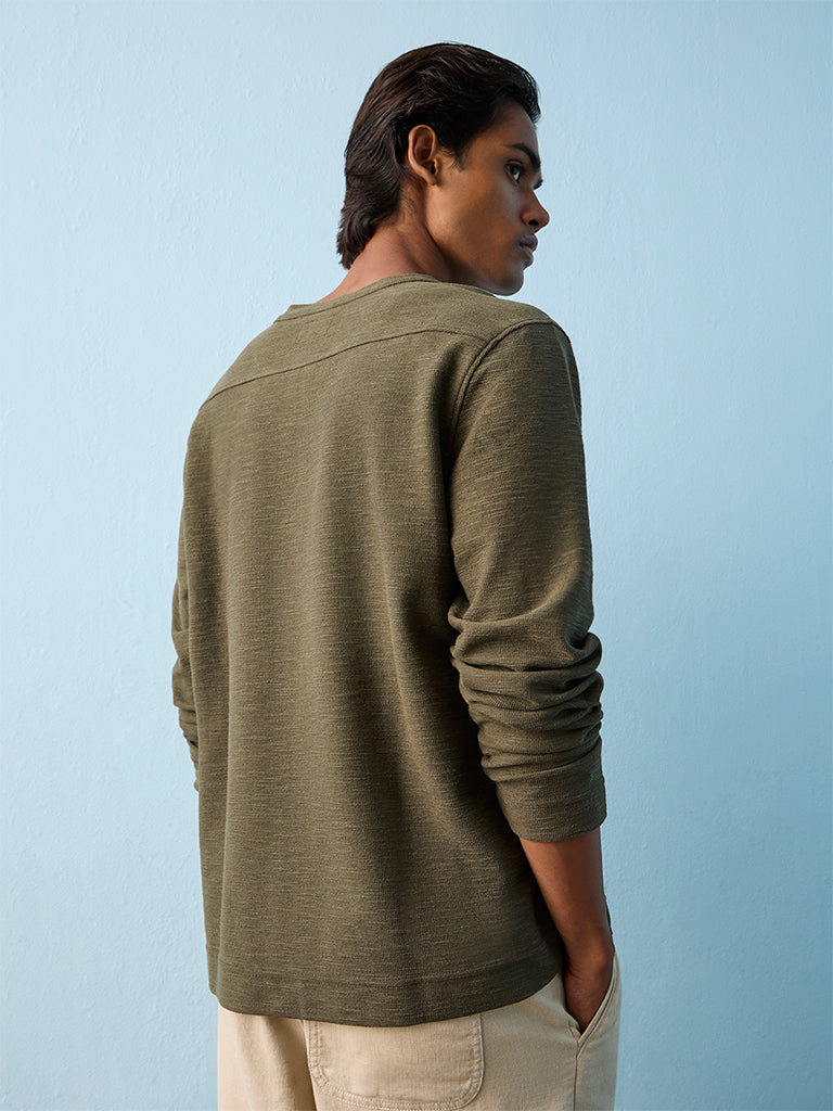 ETA Olive Relaxed-Fit Cotton-Blend T-Shirt