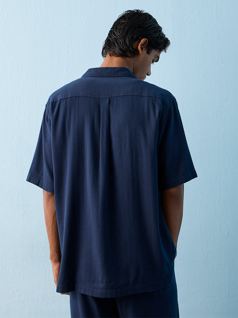 ETA Indigo Relaxed-Fit Cotton-Blend Shirt