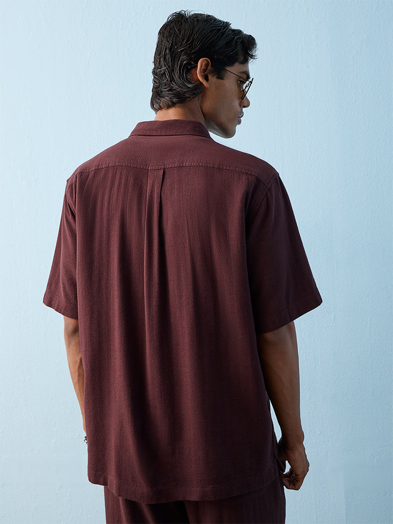 ETA Brown Relaxed-Fit Cotton-Blend Shirt