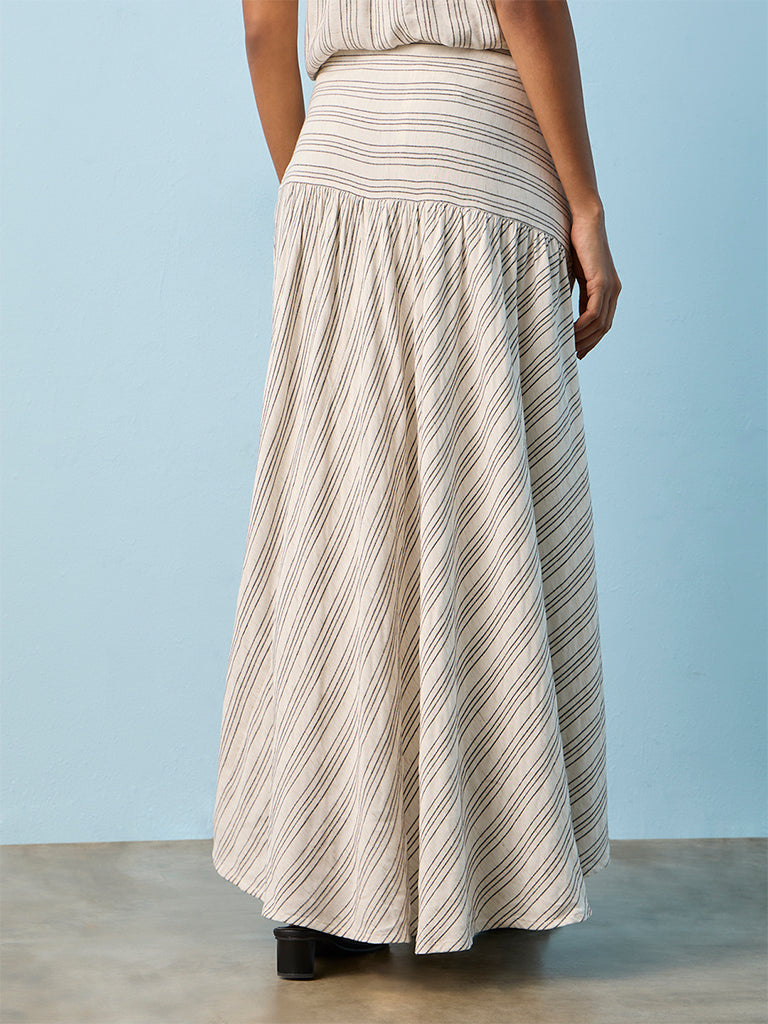 LOV Off-White Striped Skirt