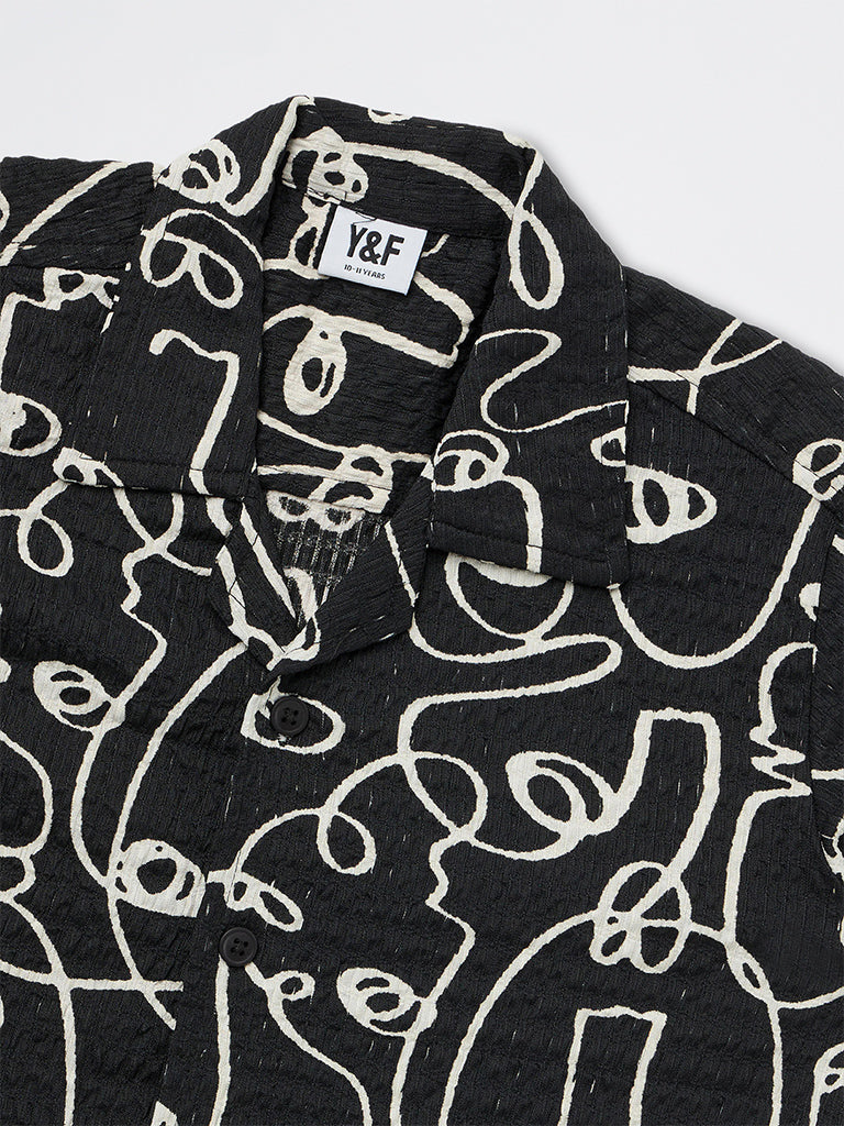 Boys Black Abstract Pattern Shirt