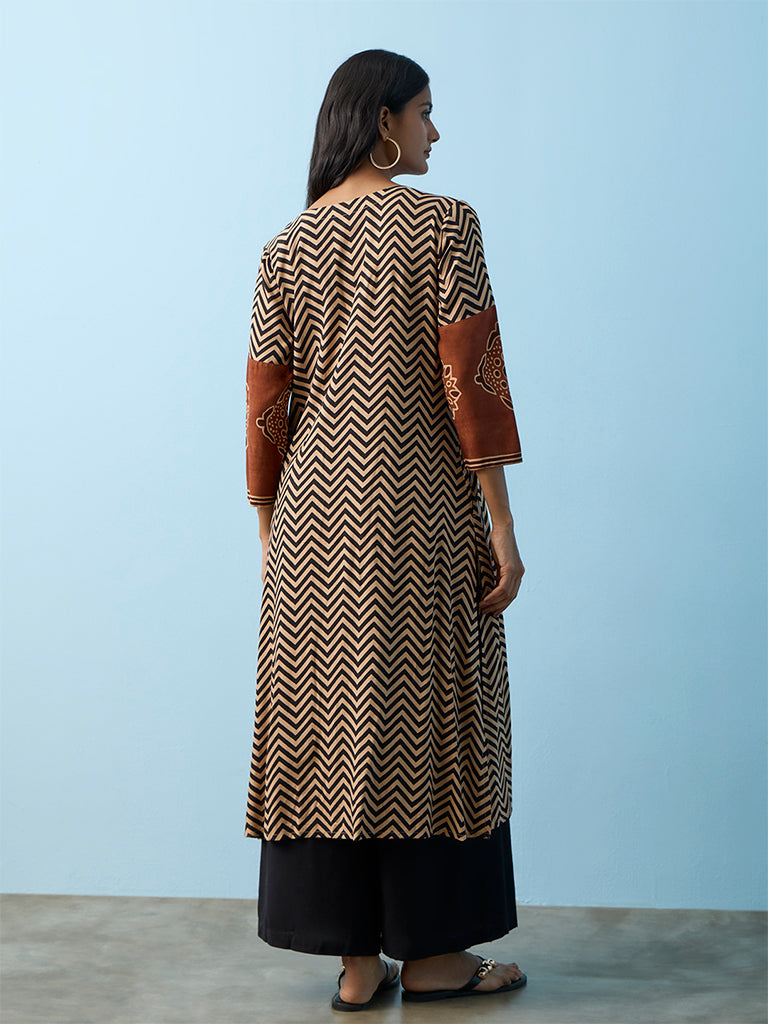 Utsa Rust Printed A-Line Kurta