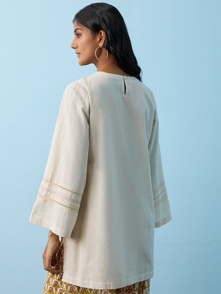 Utsa Off White Embroidered Tunic