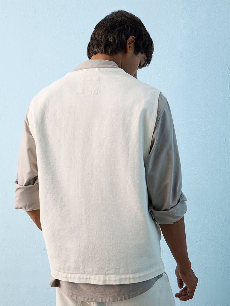 Nuon Off-White Pocket-Detailed Relaxed-Fit Denim Jacket