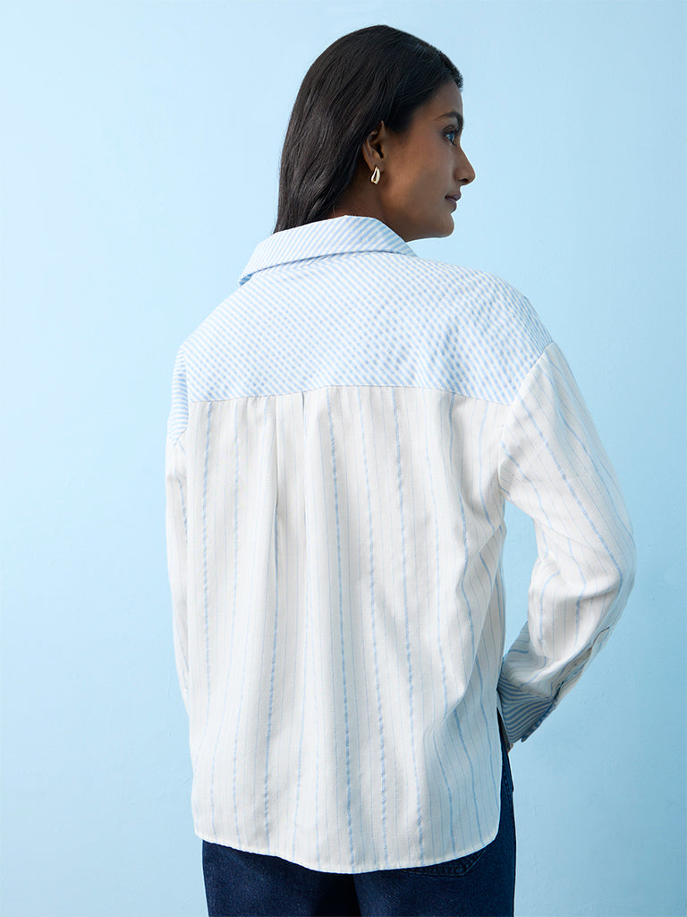 LOV Blue Striped Cotton Shirt