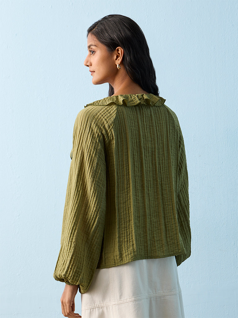 LOV Green Ruffled Blouse
