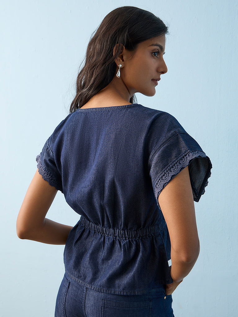 LOV Dark Blue Denim Top