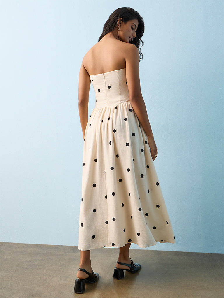 LOV Off-White Polka Dot Tube Dress