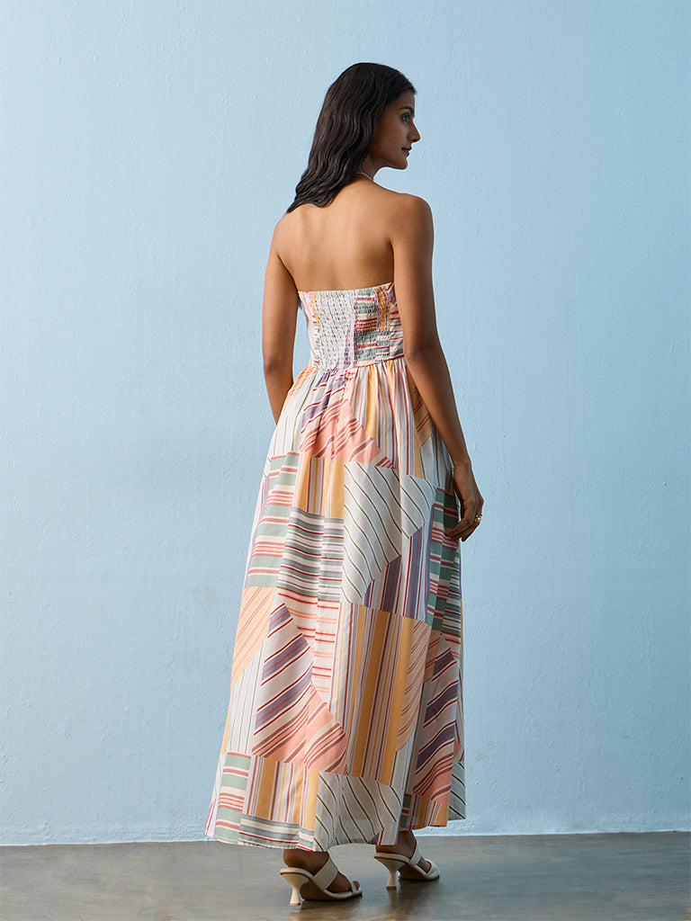 LOV Multicolour Striped Cotton Tube Dress
