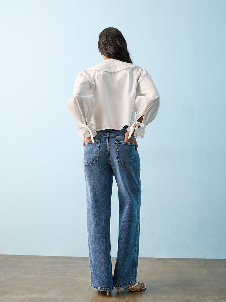LOV Light Blue High-Rise Jeans with Belt