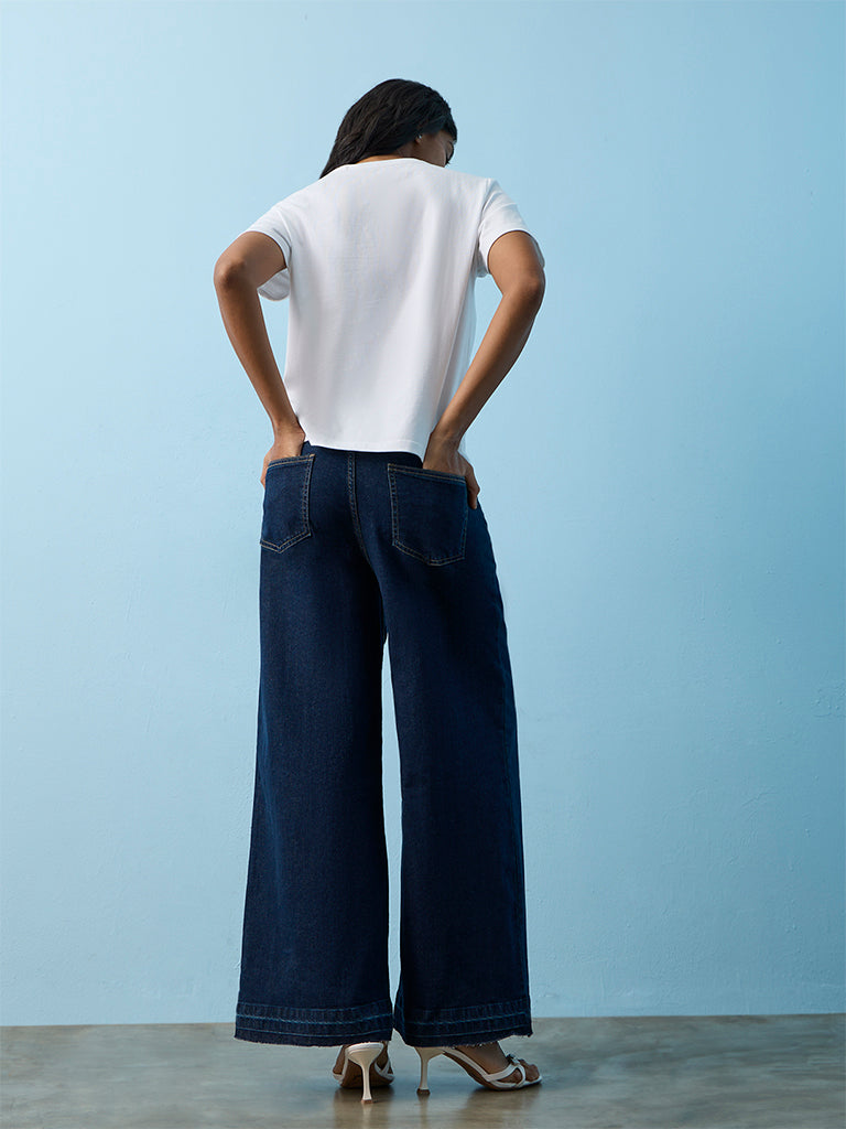 LOV Dark Blue High-Rise Wide-Leg Jeans