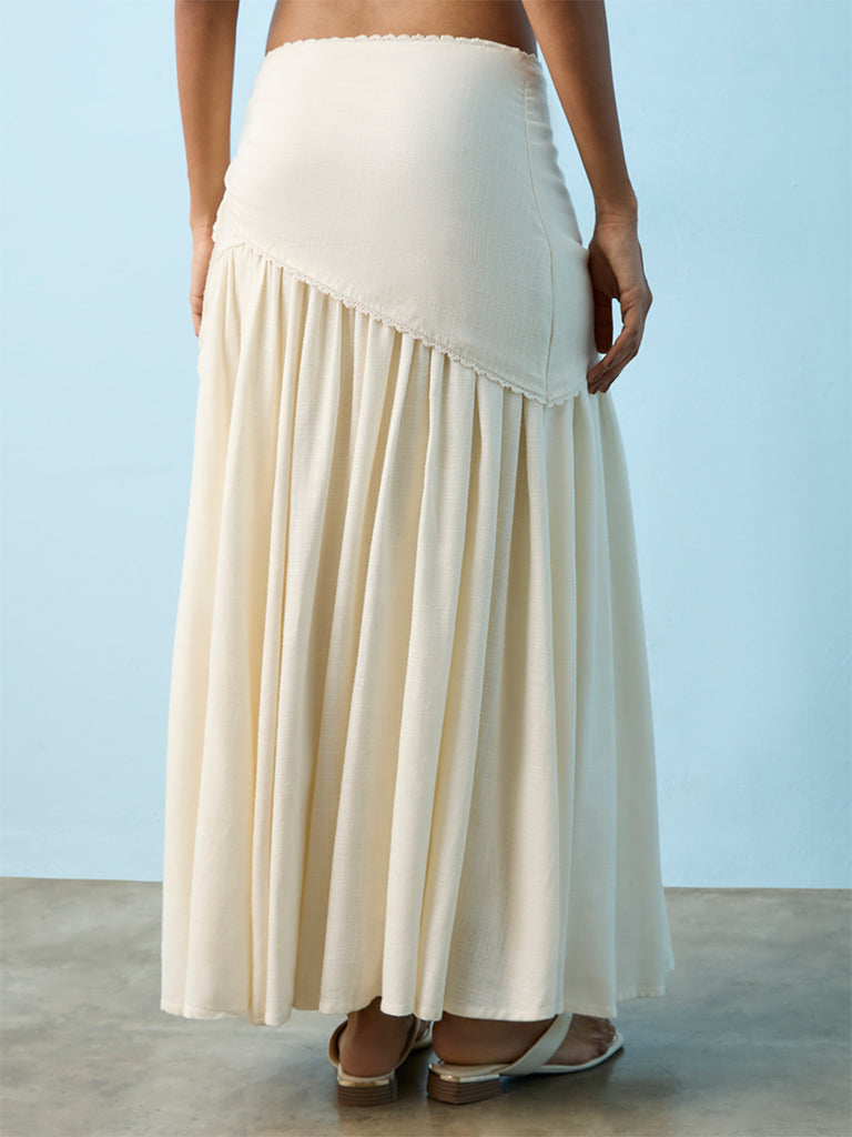 LOV Light Beige Wrap Style High-Rise Skirt