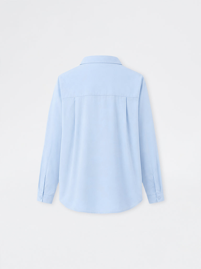 Gia Light Blue Floral Embroidered Shirt
