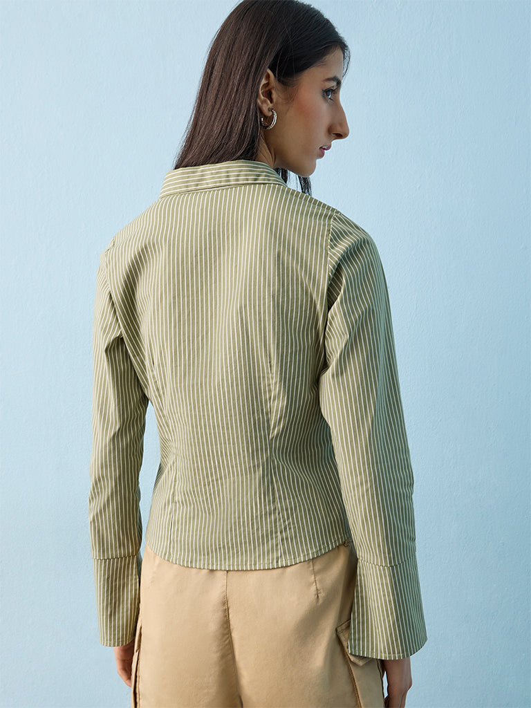 Nuon Green Striped Blouse