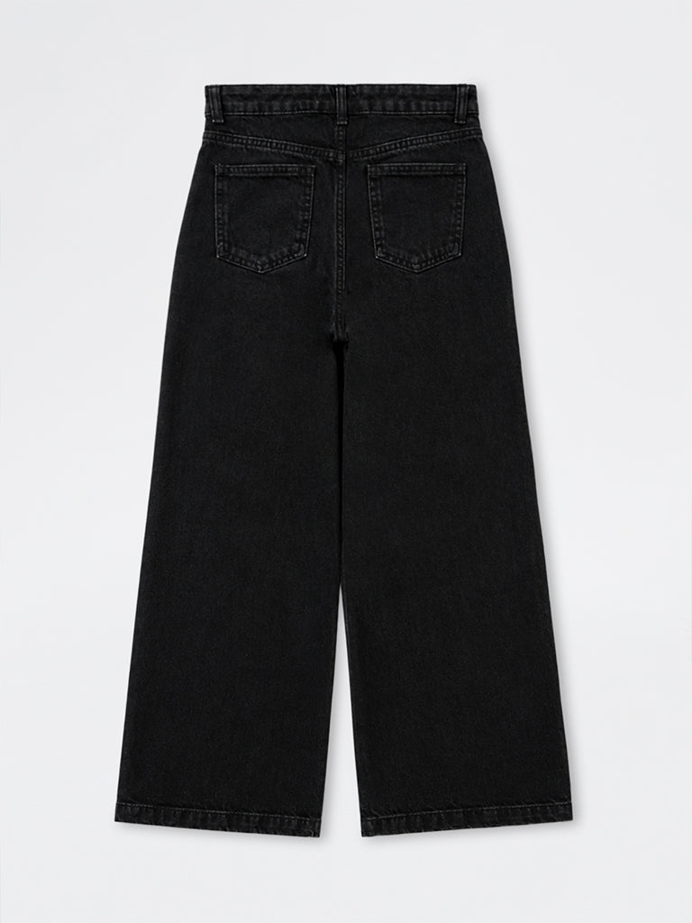 Girls Black Embellished High-Rise Jeans