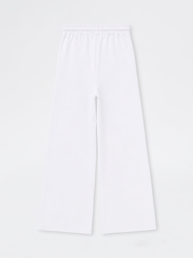 Girls White Striped High-Rise Cotton-Blend Track Pants