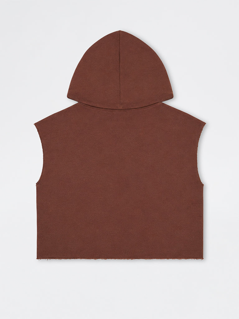 Girls Brown Text-Printed Cotton-Blend Sweatshirt