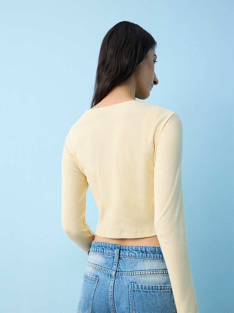 Nuon Light Yellow Ribbed Top