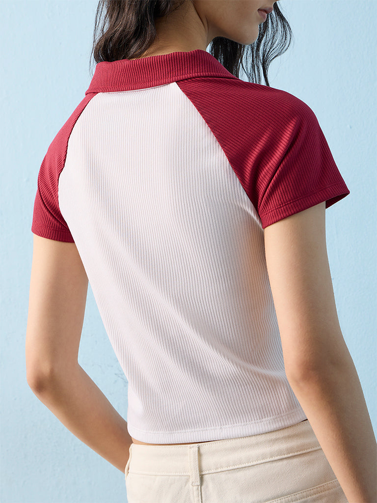Nuon Red Contrast Design T-Shirt