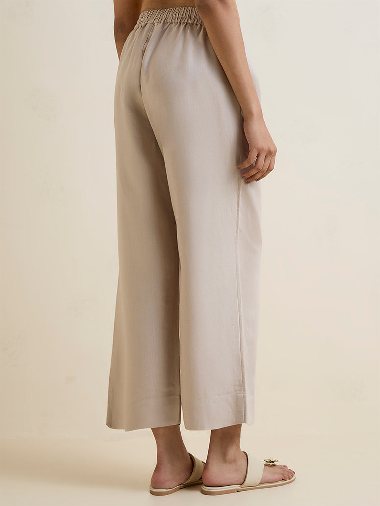 Zuba Light Beige Solid Pants