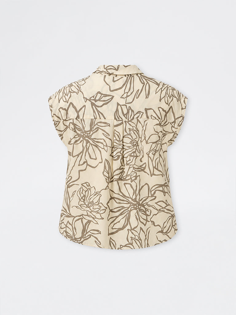 Gia Beige Floral Detailed Blouse