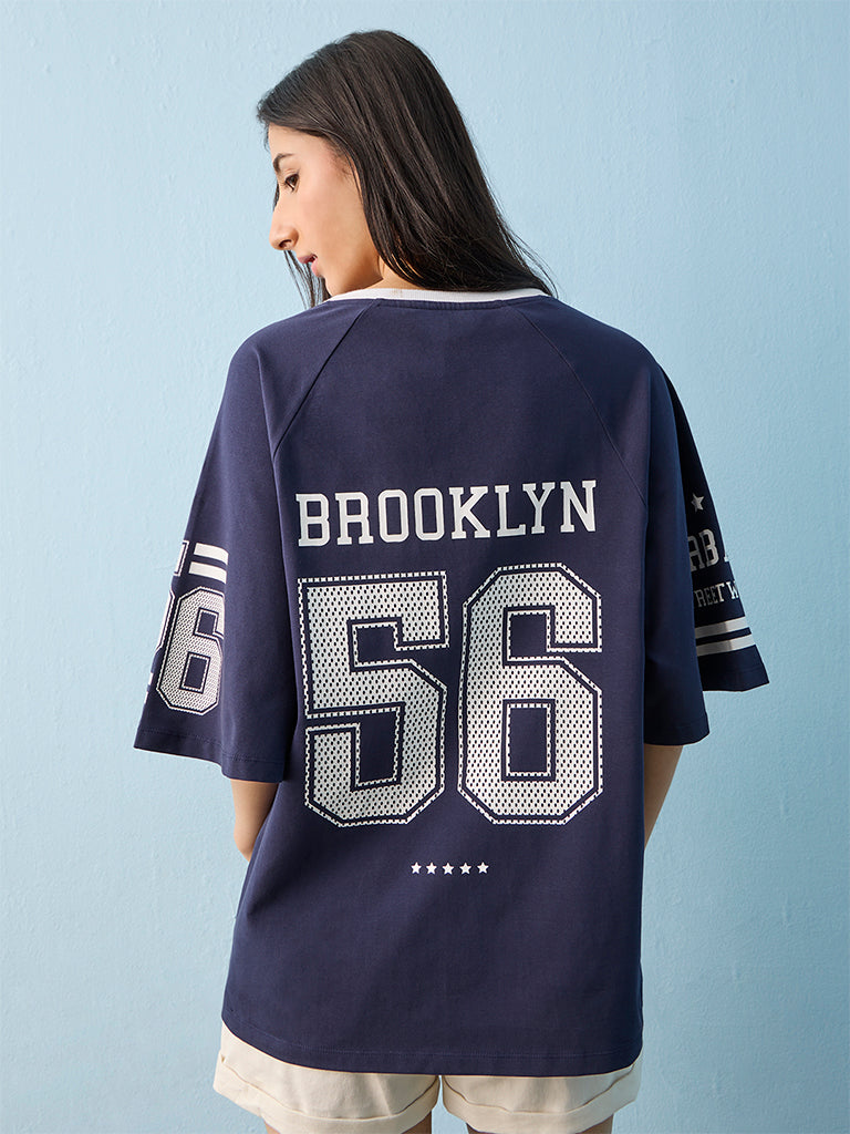 Nuon Navy Brooklyn Football Jersey T-Shirt