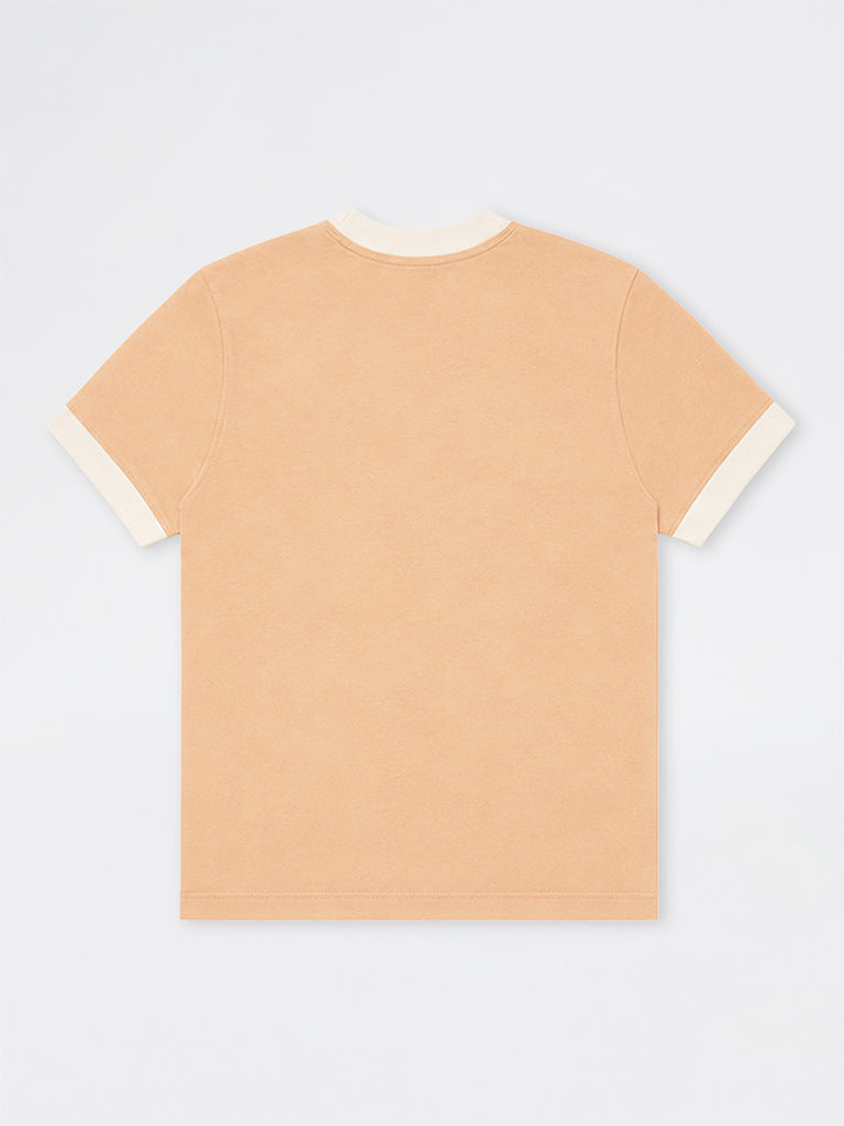 Boys Peach Numerical Printed Cotton T-Shirt