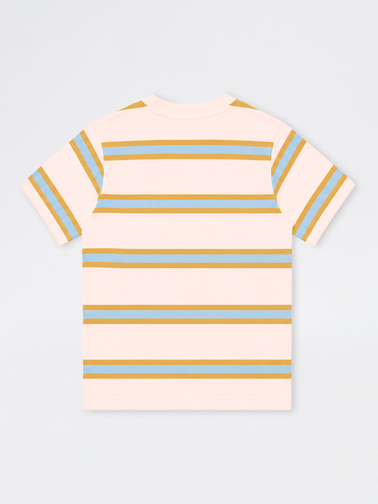 Boys Off-White Striped Cotton T-Shirt