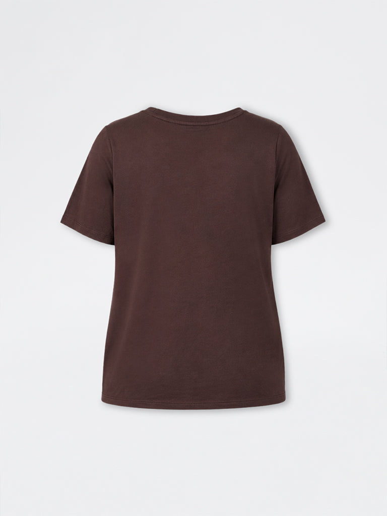 Gia Dark Brown Floral Design Cotton T-Shirt