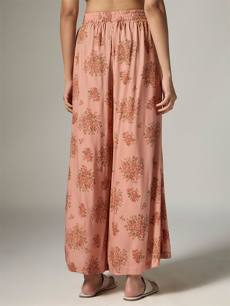 Zuba Peach Floral Design Pants