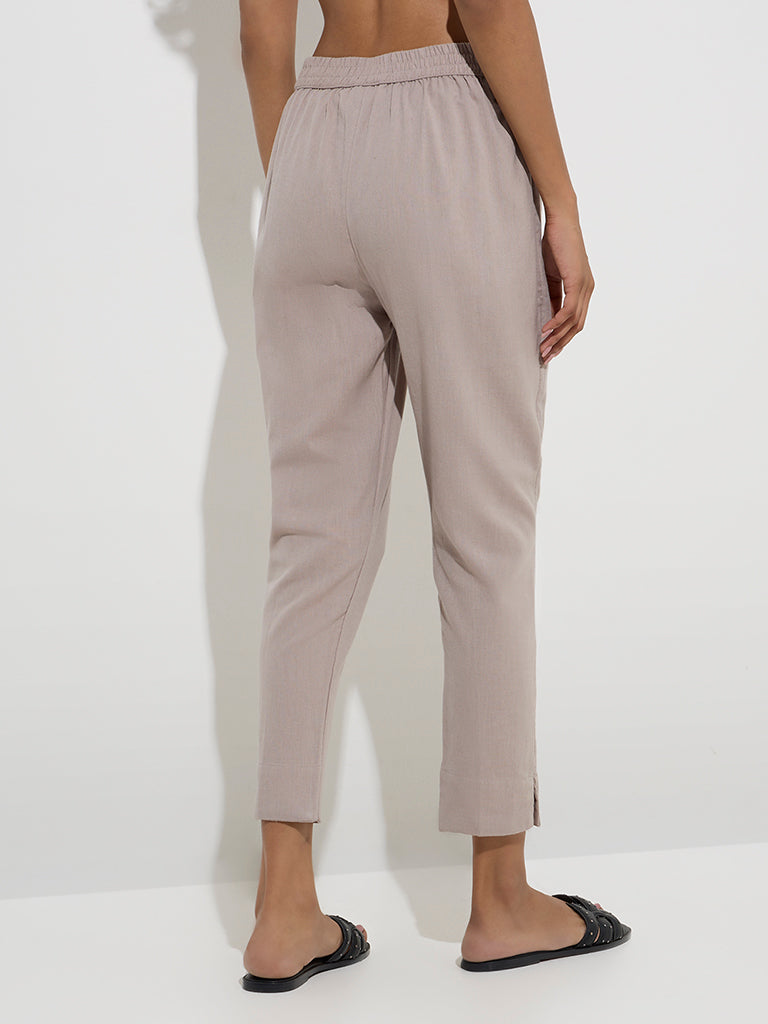 Utsa Brown Solid Cotton Ethnic Pants
