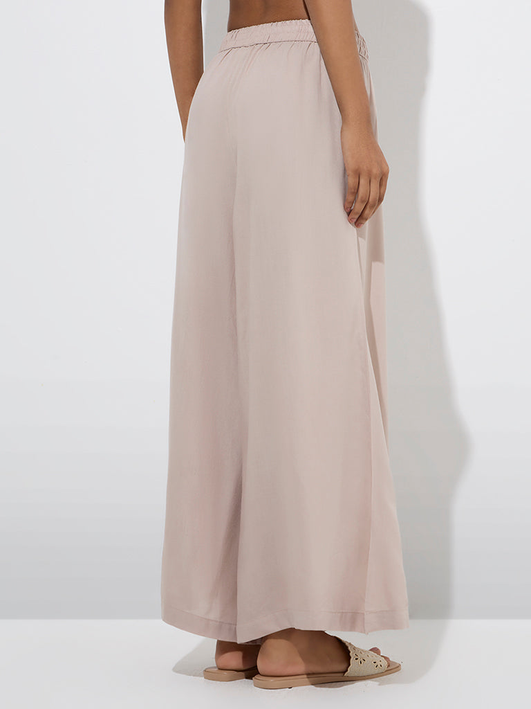 Utsa Beige Solid Palazzos