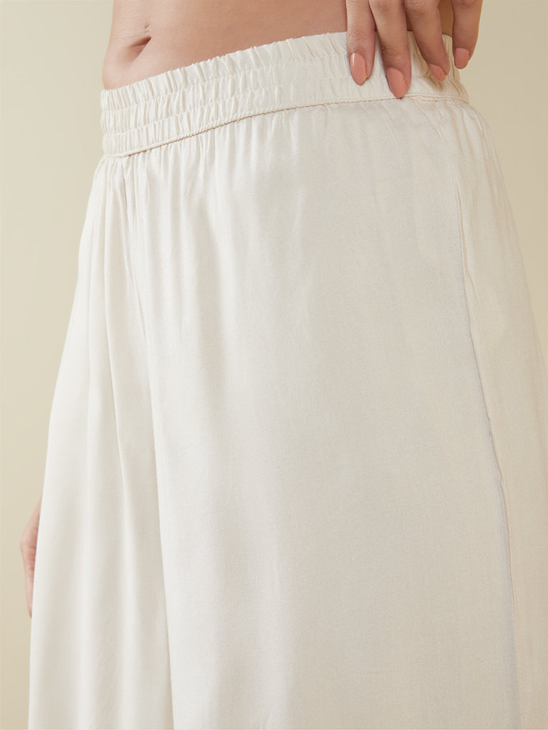 Utsa Ivory Solid Palazzos