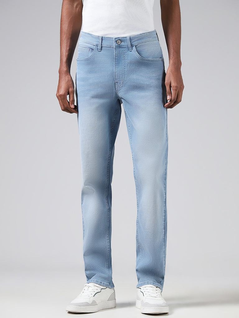 Nuon Ice Blue Relaxed-Fit Mid-Rise Jeans
