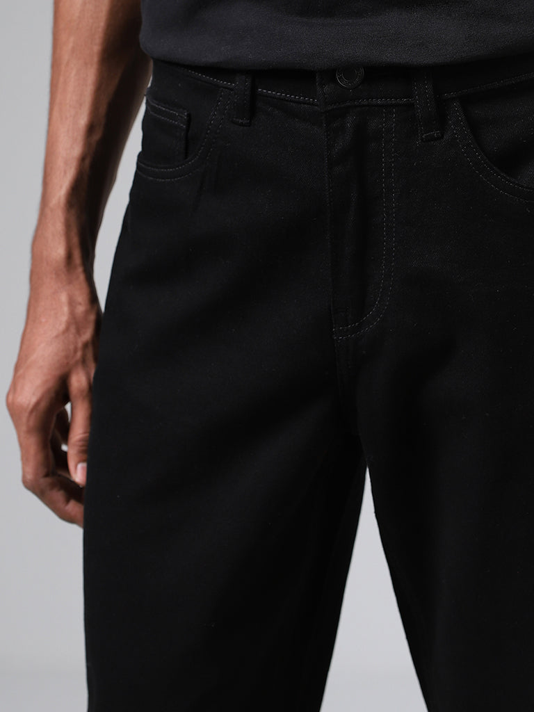 Nuon Black Straight-Fit Mid-Rise Jeans