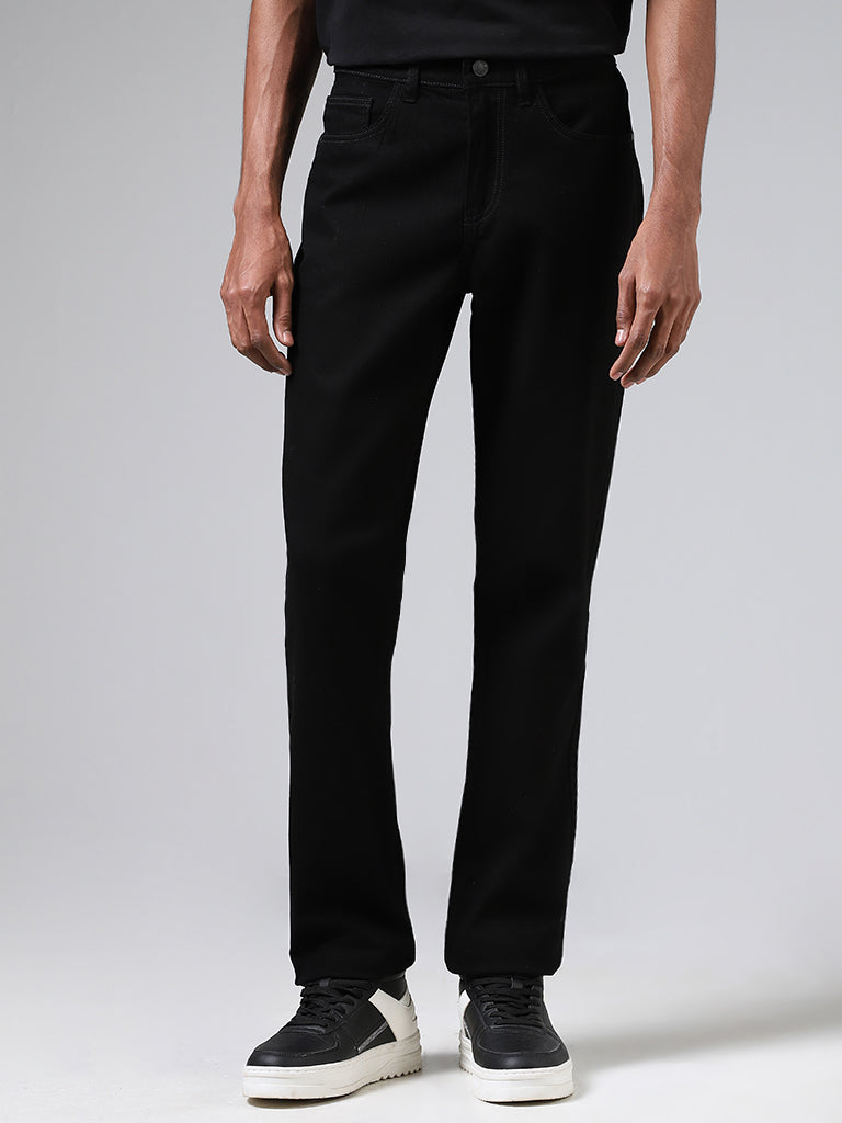 Nuon Black Straight-Fit Mid-Rise Jeans