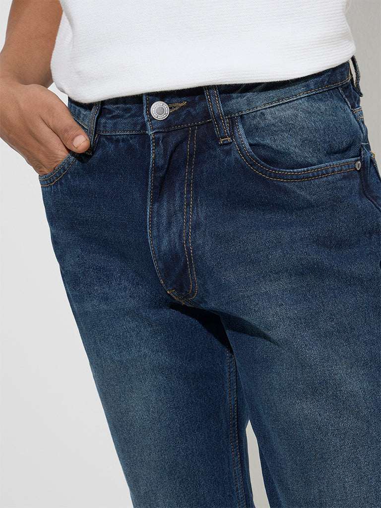 Nuon Dark Blue Relaxed-Fit Mid-Rise Jeans