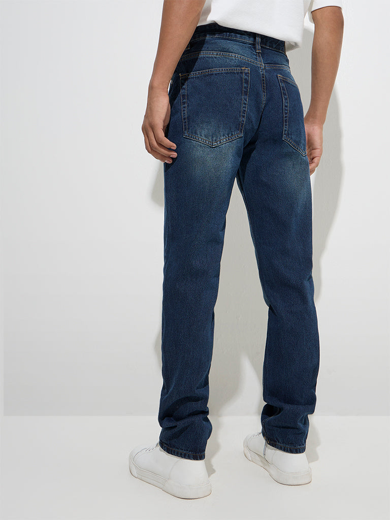 Nuon Dark Blue Relaxed-Fit Mid-Rise Jeans