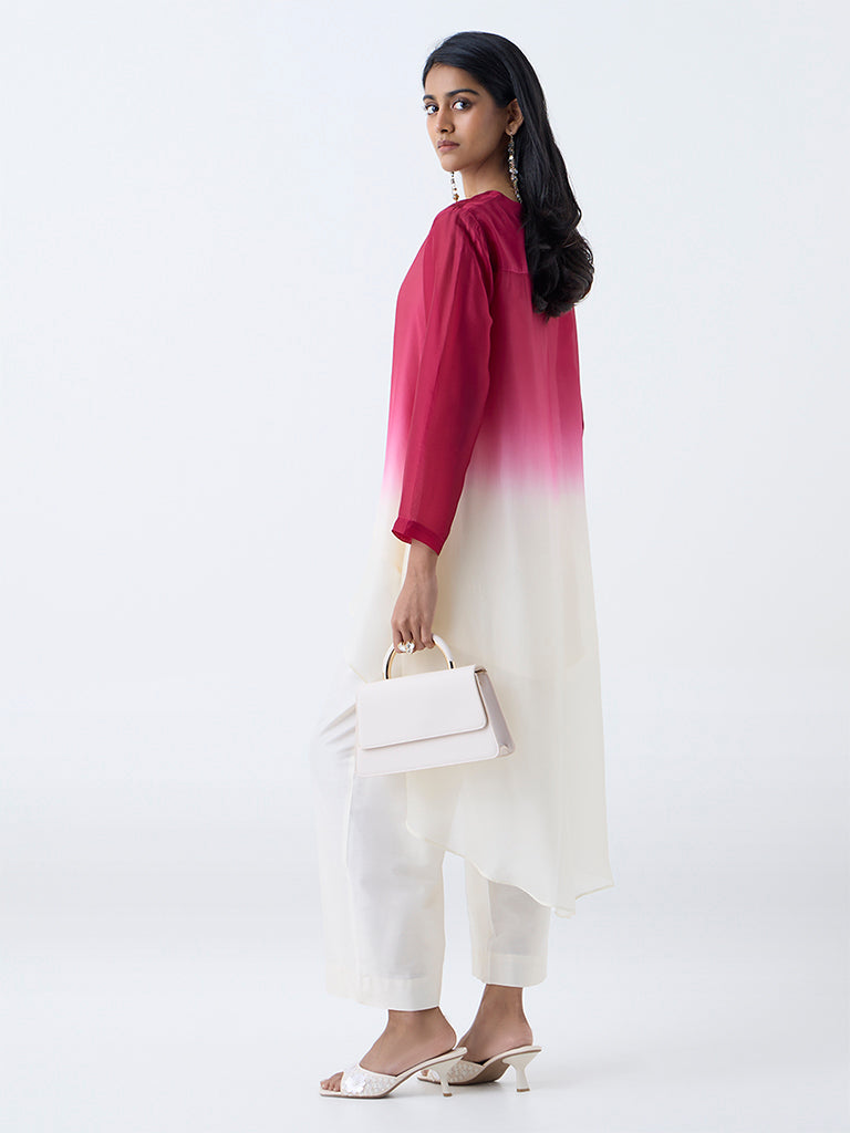 Vark Fuchsia Ombre-Finish High-Low Kurta