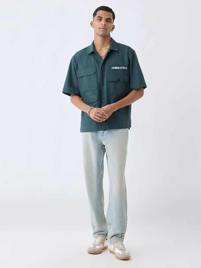 Nuon Green Relaxed-Fit Cotton-Blend Shirt