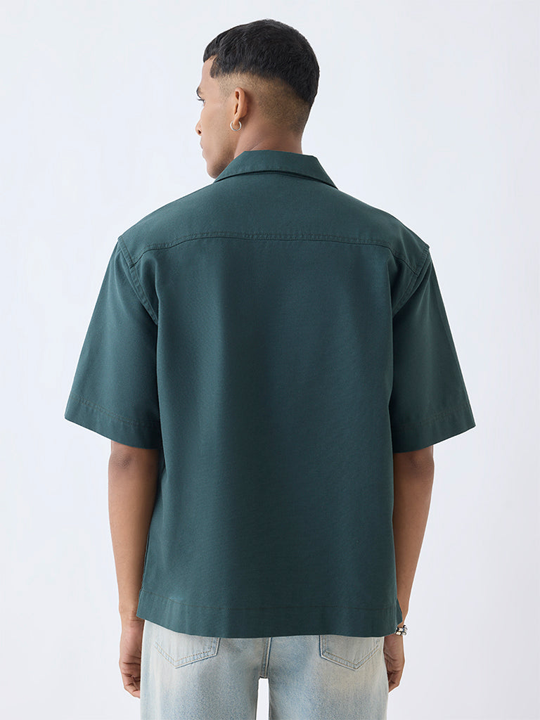Nuon Green Relaxed-Fit Cotton-Blend Shirt
