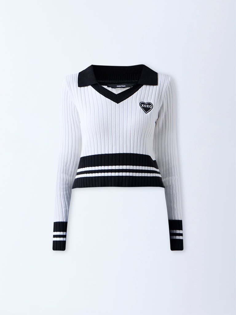 Nuon White Colour Block Top