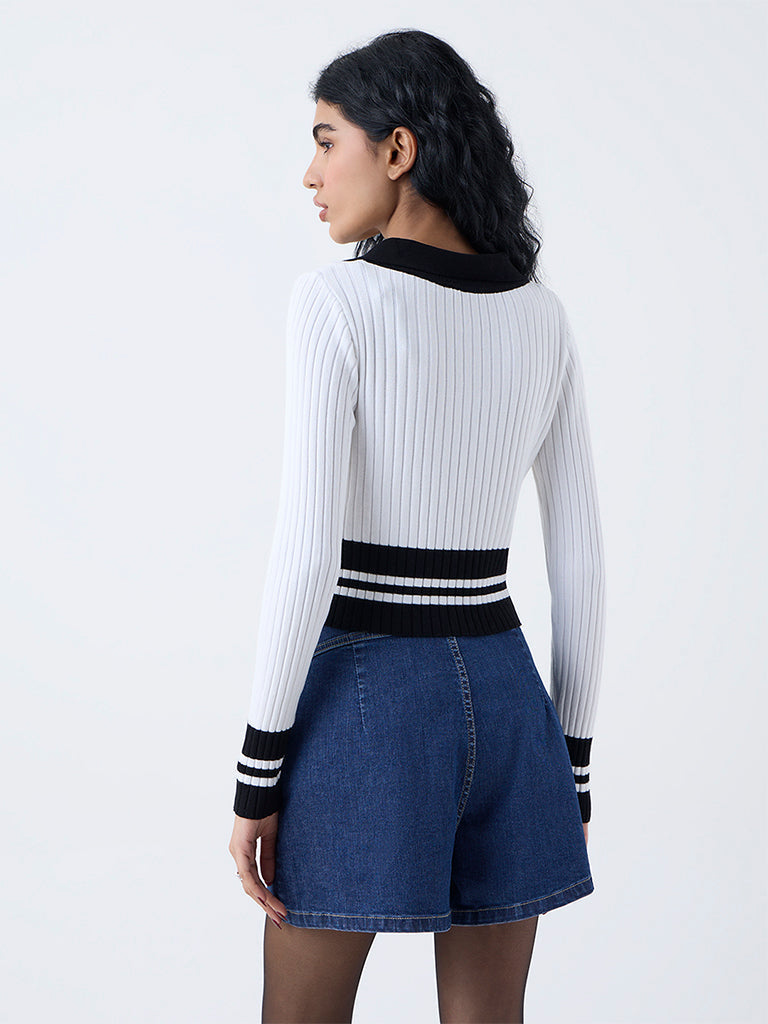 Nuon White Colour Block Top
