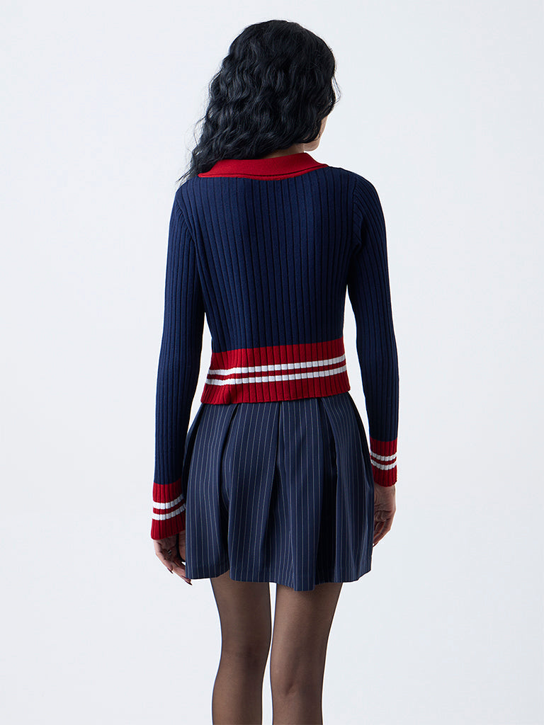 Nuon Navy Colour Block Top