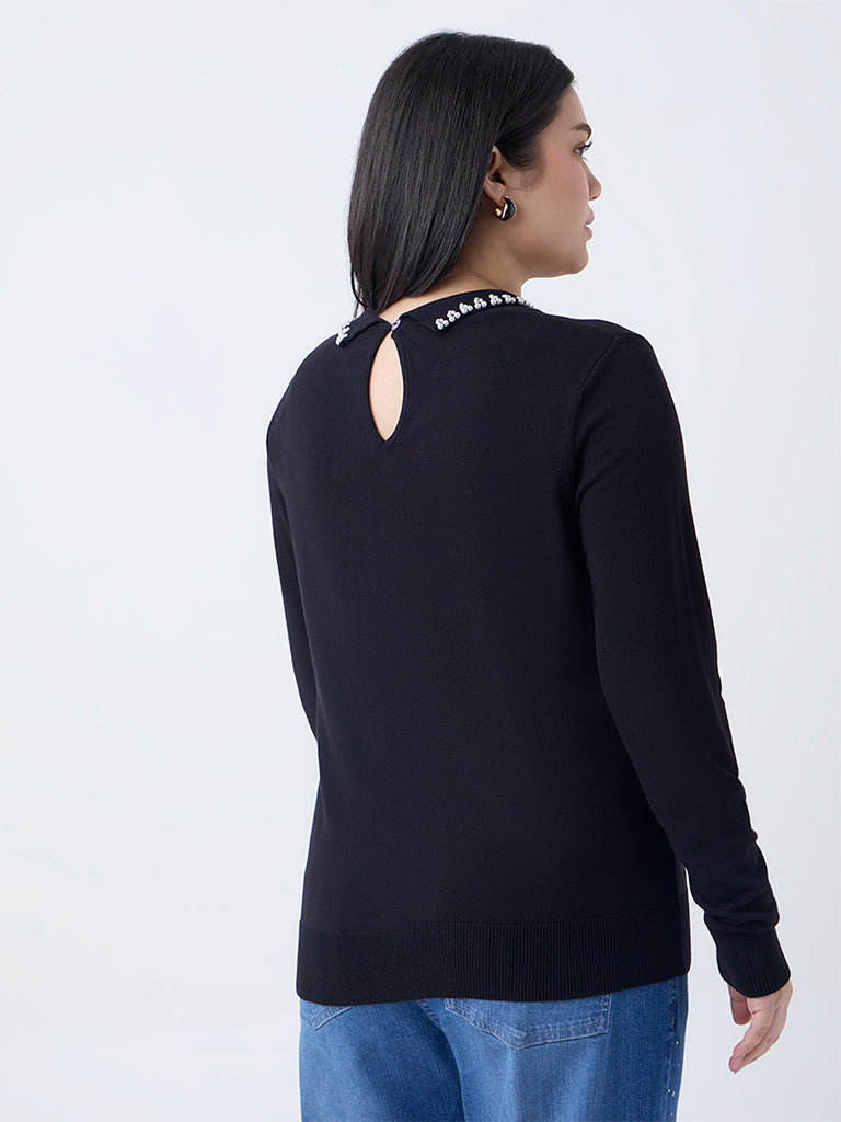 Gia Black Pearlescent Top